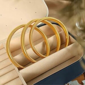Snake Chain Stainless Steel Waterproof Slake Bracelet Trio Gold Set